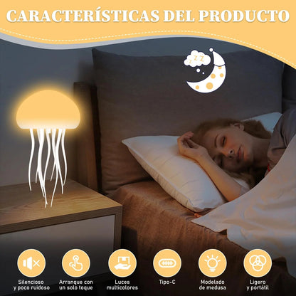 Lámpara Medusa LED con Tentáculos Giratorios y Cambio de Color