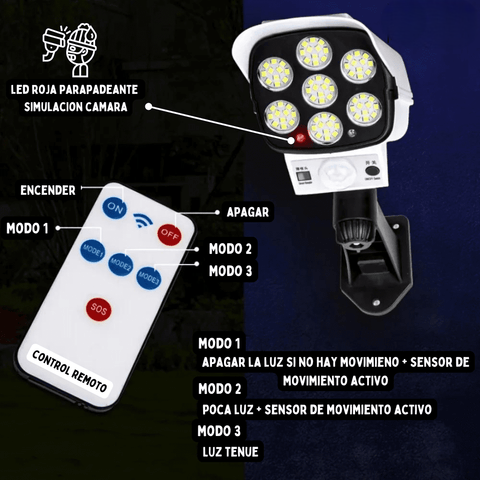 LÁMPARA SOLAR LED DE SEGURIDAD CON SENSOR DE MOVIMIENTO 🔋🌞