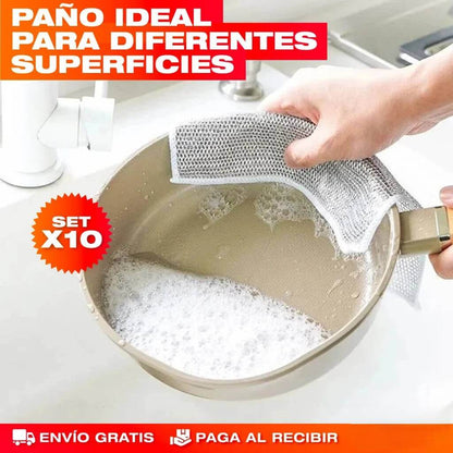 🧼 ¡Desengrasa en segundos sin esfuerzo! -Set x10 Paños Mágicos para Cocina ✨